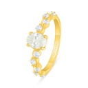 Sterling Silver 925 Ring Golden Plated  Embedded With Yellow Diamond And White Zircon