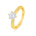 Sterling Silver 925 Ring Golden Plated Embedded With White Zircon