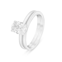 Sterling Silver 925 Ring (Twins) Rhodium Plated Embedded With White Zircon
