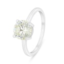 Sterling Silver 925 Ring Rhodium Plated  Embedded With Yellow Diamond And White Zircon