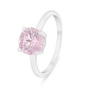 Sterling Silver 925 Ring Rhodium Plated Embedded With Pink Zircon And White Zircon