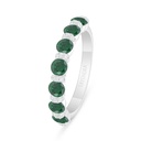 Sterling Silver 925 Ring Rhodium Plated Embedded With Emerald Zircon And White Zircon