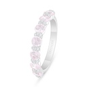 Sterling Silver 925 Ring Rhodium Plated Embedded With Pink Zircon And White Zircon