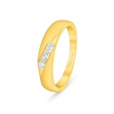 Sterling Silver 925 Ring Golden Plated Embedded With White Zircon