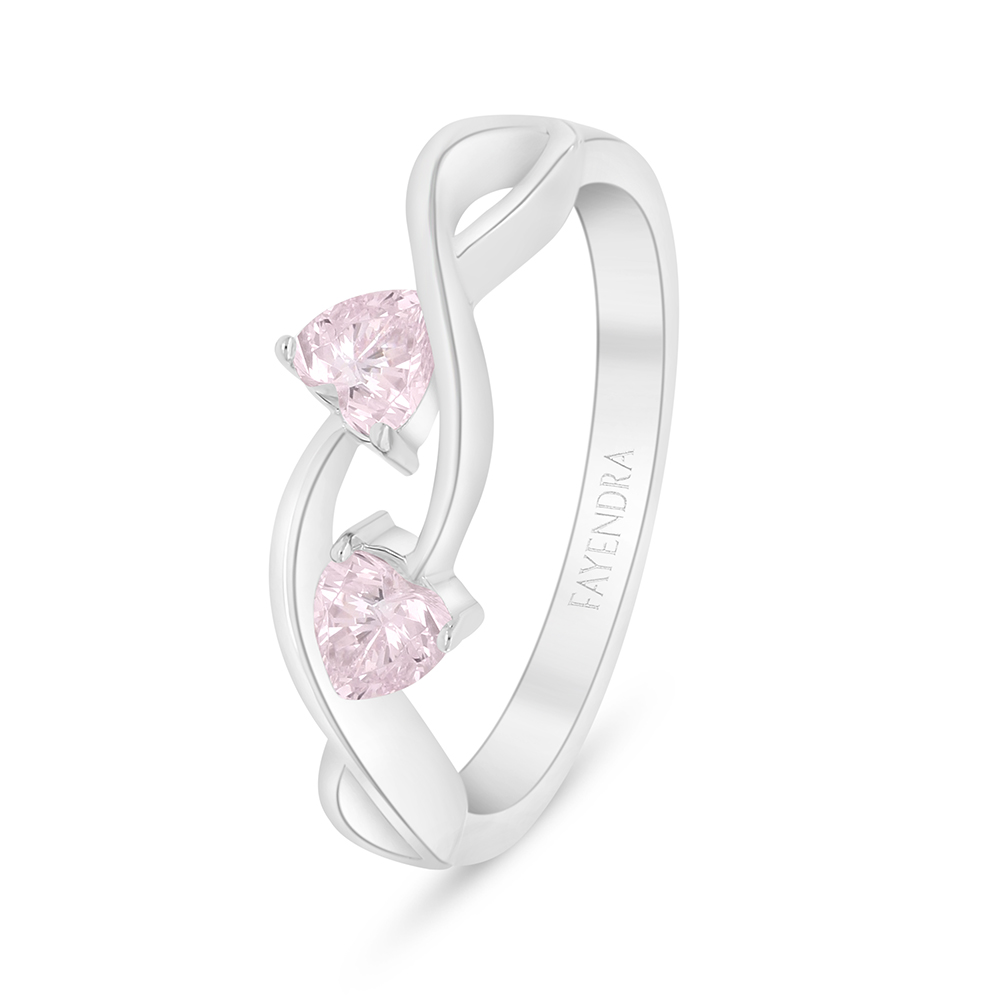 Sterling Silver 925 Ring Rhodium Plated Embedded With Pink Zircon 