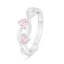 Sterling Silver 925 Ring Rhodium Plated Embedded With Pink Zircon 