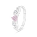 Sterling Silver 925 Ring Rhodium Plated Embedded With Pink Zircon And White Zircon