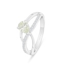 Sterling Silver 925 Ring Rhodium Plated  Embedded With Yellow Diamond And White Zircon