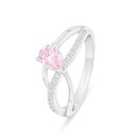Sterling Silver 925 Ring Rhodium Plated Embedded With Pink Zircon And White Zircon