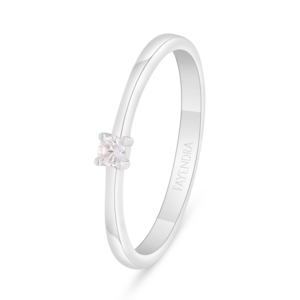 Sterling Silver 925 Ring Rhodium Plated Embedded With Pink Zircon 