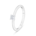 Sterling Silver 925 Ring Rhodium Plated Embedded With White Zircon