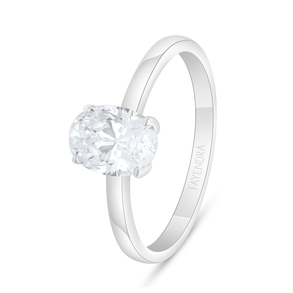 Sterling Silver 925 Ring Rhodium Plated Embedded With White Zircon