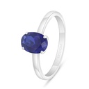 Sterling Silver 925 Ring Rhodium Plated Embedded With Sapphire Corundum And White Zircon