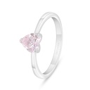 Sterling Silver 925 Ring Rhodium Plated Embedded With Pink Zircon 