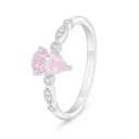 Sterling Silver 925 Ring Rhodium Plated Embedded With Pink Zircon And White Zircon