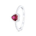 Sterling Silver 925 Ring Rhodium Plated Embedded With Ruby Corundum And White Zircon