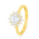 Sterling Silver 925 Ring Golden Plated Embedded With White Zircon