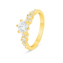 Sterling Silver 925 Ring Golden Plated Embedded With White Zircon