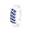 Sterling Silver 925 Ring Rhodium Plated Embedded With Sapphire Corundum 