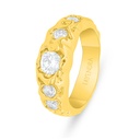 Sterling Silver 925 Ring Golden Plated  Embedded With Yellow Diamond And White Zircon