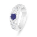 Sterling Silver 925 Ring Rhodium Plated Embedded With Sapphire Corundum And White Zircon