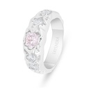 Sterling Silver 925 Ring Rhodium Plated Embedded With Pink Zircon And White Zircon