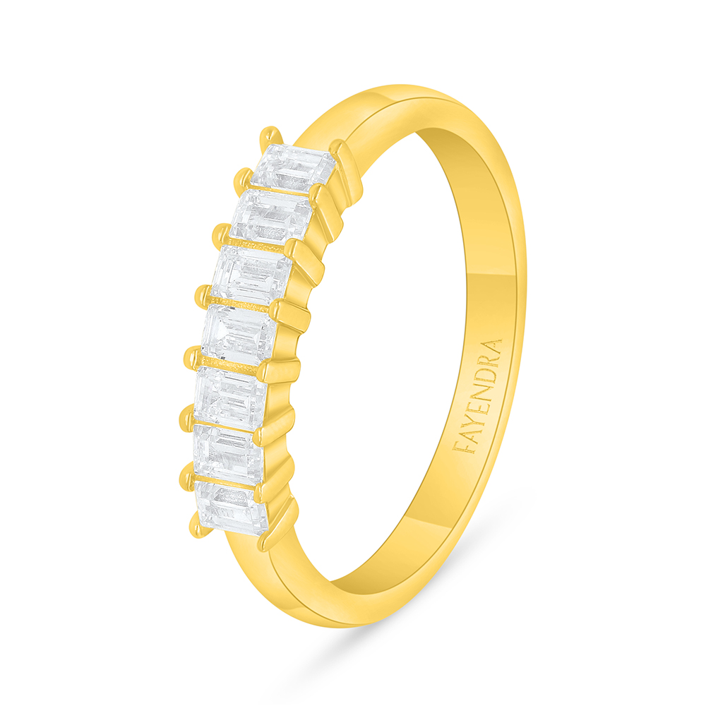 Sterling Silver 925 Ring Golden Plated Embedded With White Zircon