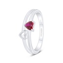 Sterling Silver 925 Ring Rhodium Plated Embedded With Ruby Corundum 