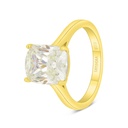 Sterling Silver 925 Ring Golden Plated  Embedded With Yellow Diamond And White Zircon