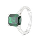 Sterling Silver 925 Ring Rhodium Plated Embedded With Emerald Zircon And White Zircon