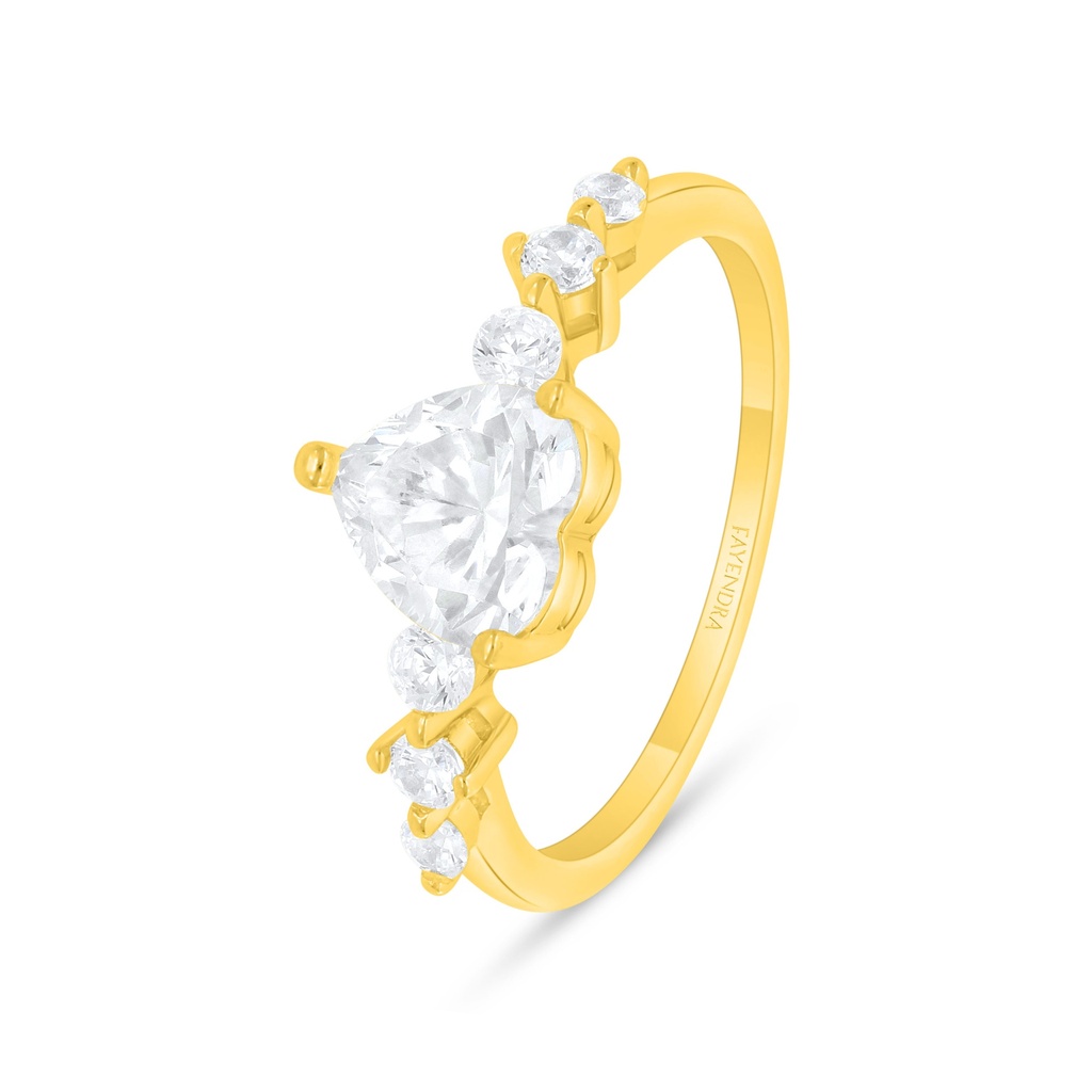 Sterling Silver 925 Ring Golden Plated Embedded With White Zircon