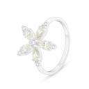 Sterling Silver 925 Ring Rhodium Plated Embedded With Yellow Diamond And White Zircon
