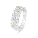 Sterling Silver 925 Ring Rhodium Plated  Embedded With Yellow Diamond And White Zircon