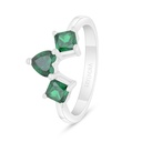 Sterling Silver 925 Ring Rhodium Plated Embedded With Emerald Zircon 