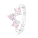 Sterling Silver 925 Ring Rhodium Plated Embedded With Pink Zircon 