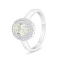 Sterling Silver 925 Ring Rhodium Plated  Embedded With Yellow Diamond And White Zircon