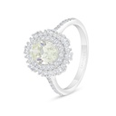 Sterling Silver 925 Ring Rhodium Plated  Embedded With Yellow Diamond And White Zircon