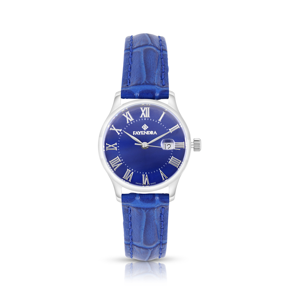Stainless Steel 316 Watch Silver Color Embedded With Blue Leather - BLUE DIAL
