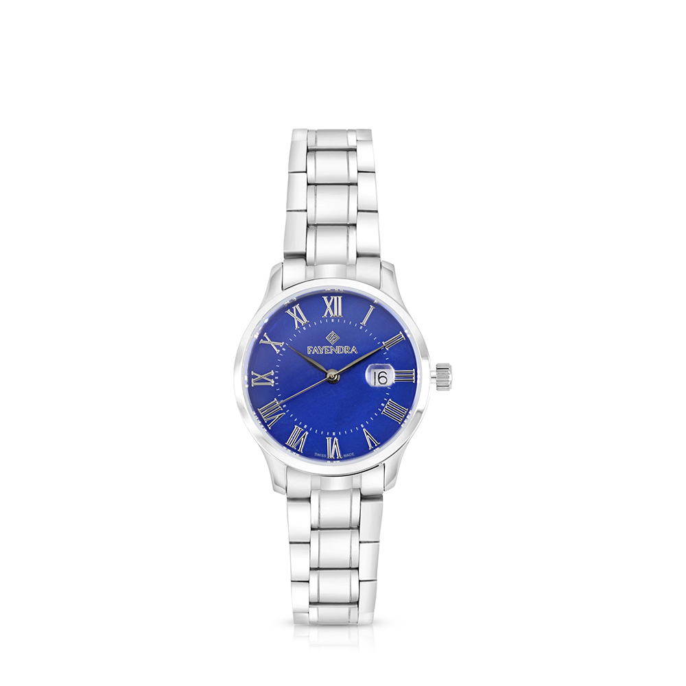 ساعة ستانلس ستيل عيار 316 بلون فضي BLUE DIAL