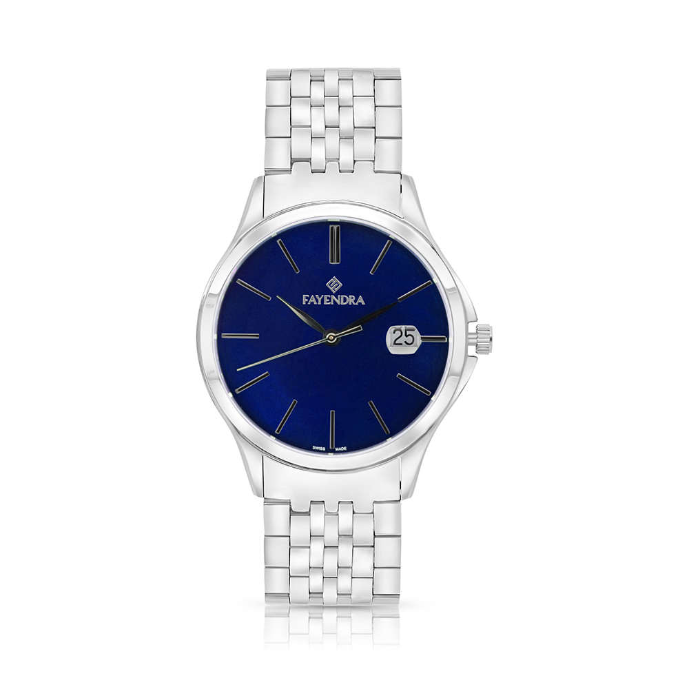 ساعة رجالي ستانلس ستيل عيار 316 بلون فضي BLUE DIAL