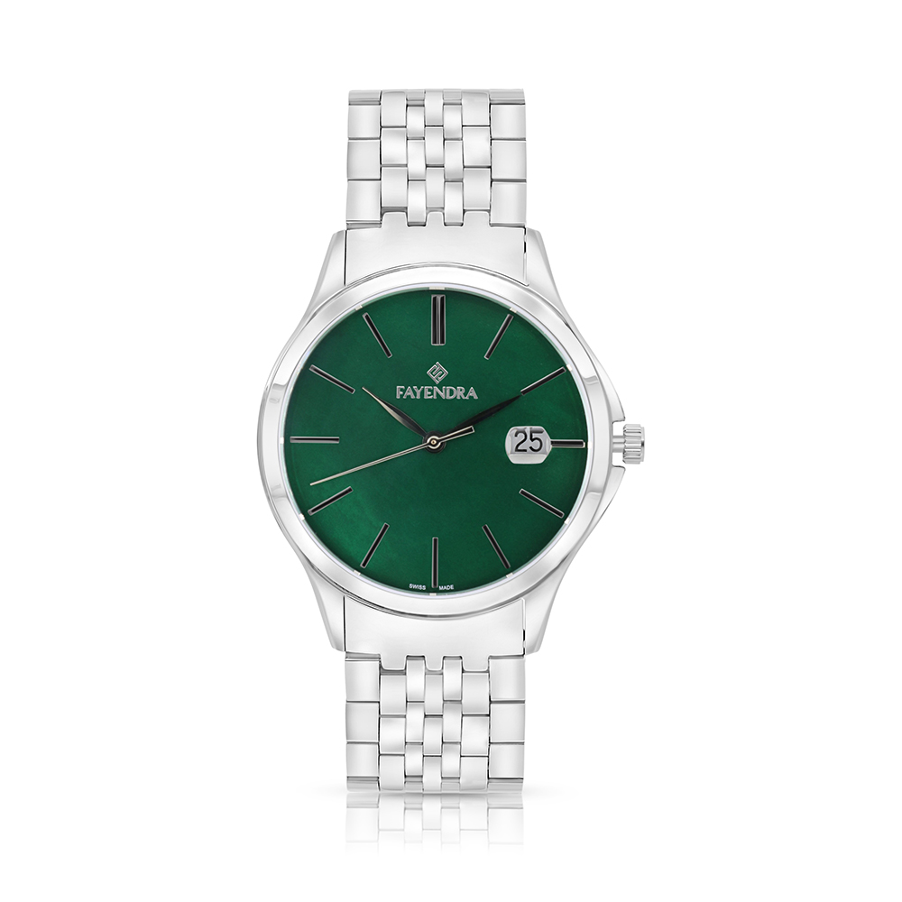 Stainless Steel 316 Watch Silver Color For Men - GREEN DIAL