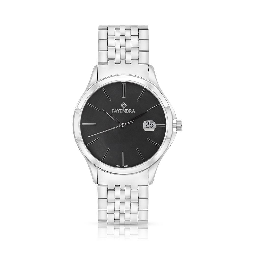 Stainless Steel 316 Watch Silver Color For Men - BLACK DIAL