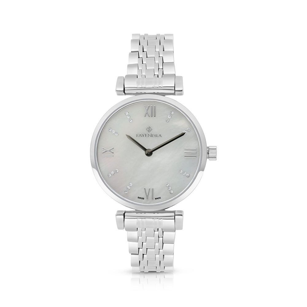 ساعة ستانلس ستيل عيار 316 بلون فضي WHITE DIAL