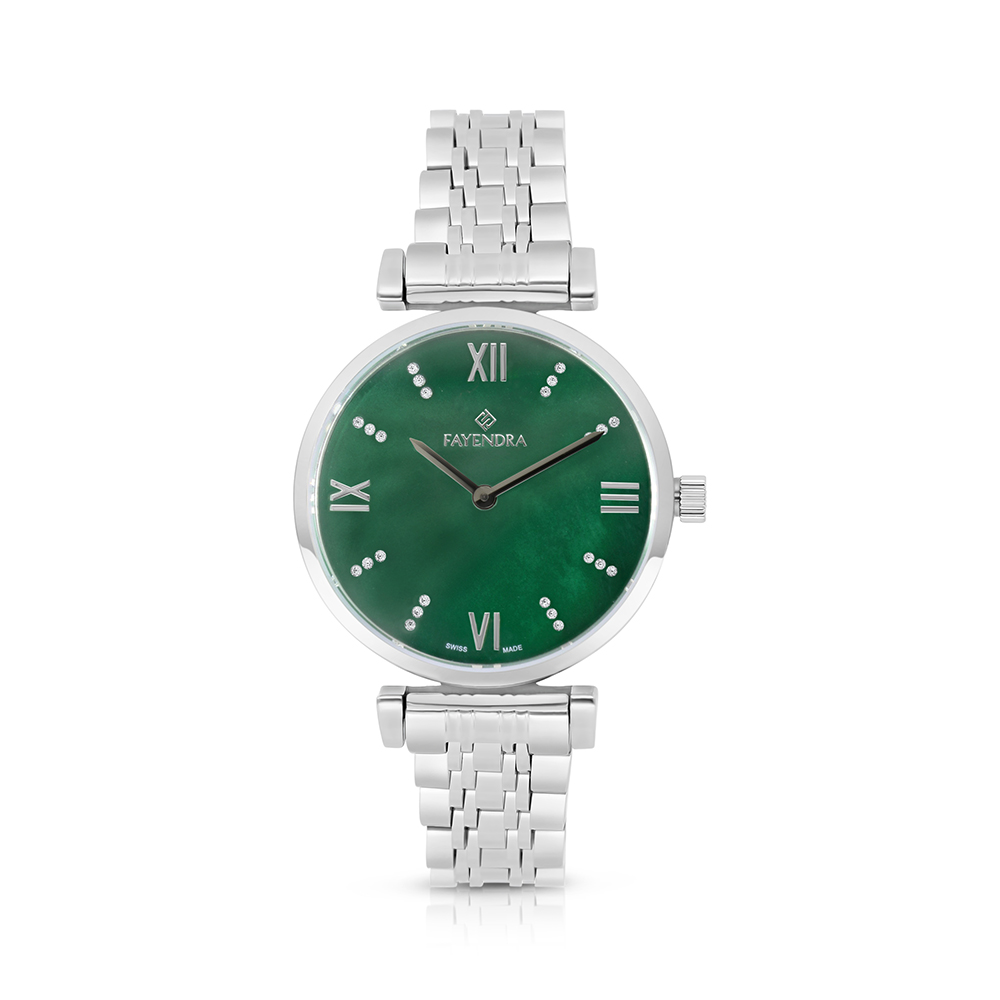 ساعة ستانلس ستيل عيار 316 بلون فضي GREEN DIAL