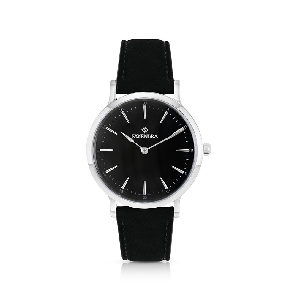 Stainless Steel 316 Watch Silver Color Embedded With Black Leather For Men - BLACK MOP DIAL