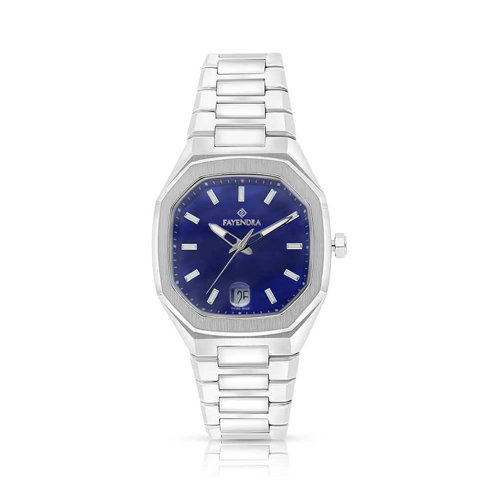 ساعة رجالي ستانلس ستيل عيار 316 بلون فضي BLUE DIAL