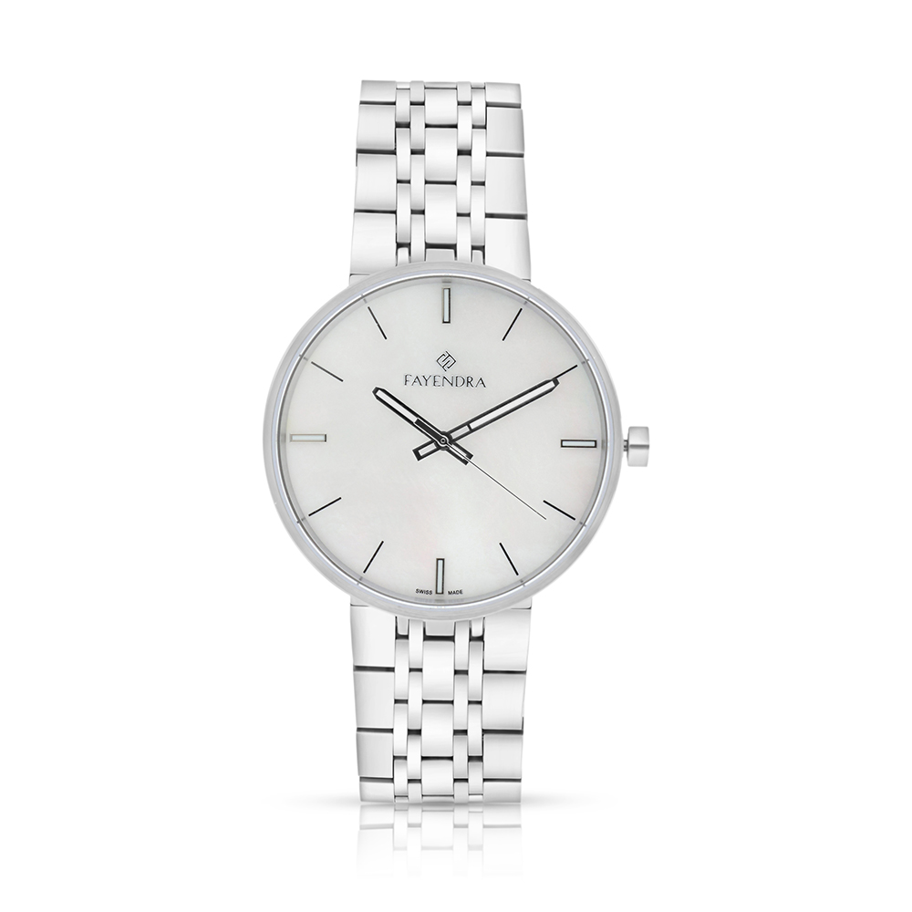 ساعة رجالي ستانلس ستيل عيار 316 بلون فضي WHITE DIAL