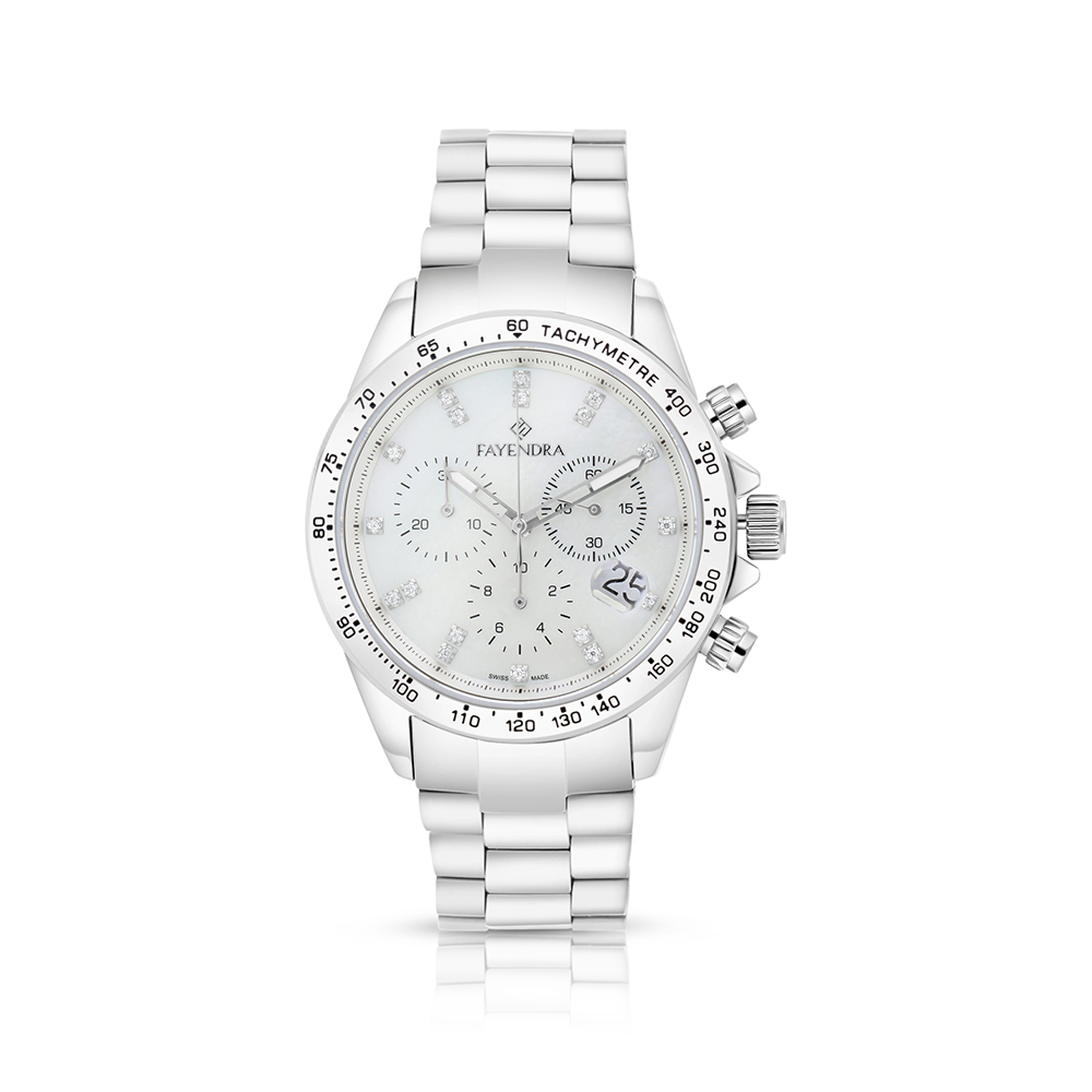 ساعة ستانلس ستيل عيار 316 بلون فضي WHITE DIAL