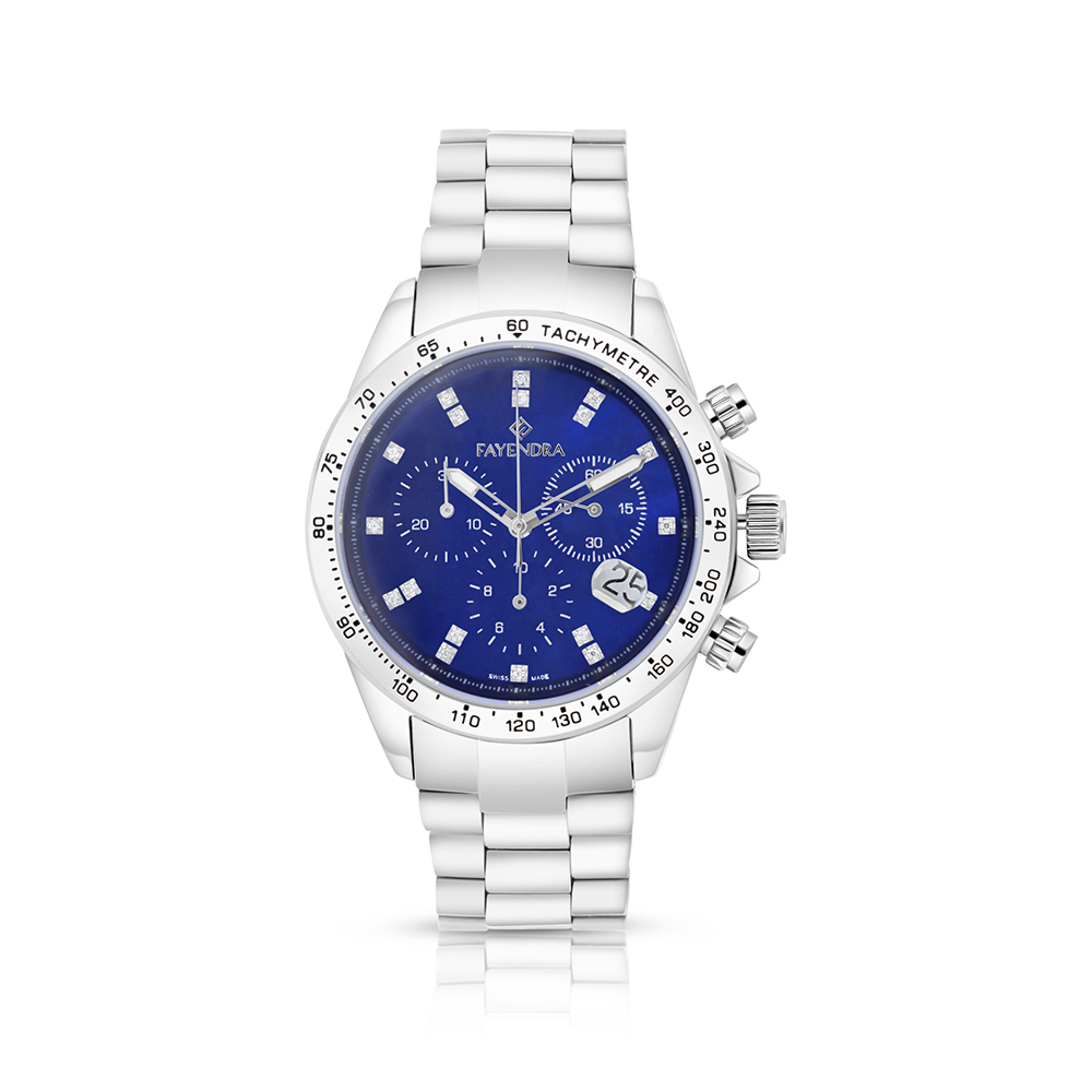 ساعة ستانلس ستيل عيار 316 بلون فضي BLUE DIAL