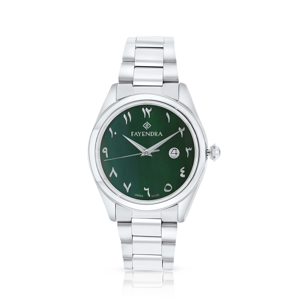 Stainless Steel 316L Watch Silver Color For Men - green MOP dial 